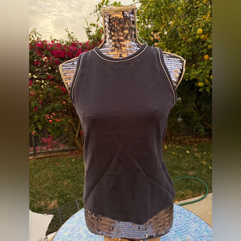 LOFT Dark Blue Tank Top with White Trim